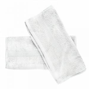 Soleil d'Ocre Lot de 2 serviettes d'invité en coton 500 gr/m2 lagune blanc, par Blanc