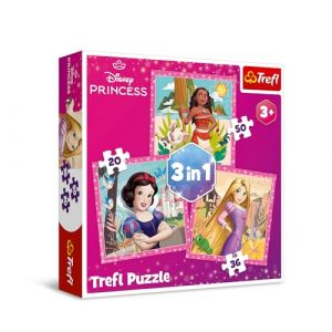 Trefl DisneyJolies Fleurs - Puzzle 3en1, 3 Puzzle, de 20 à 50 Pièces - Différents Niveaux de Difficulté, Loisir