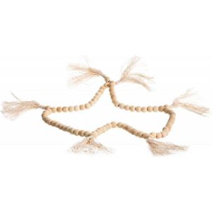 Ruedelafete Guirlande de perles en bois avec pompons 120cm