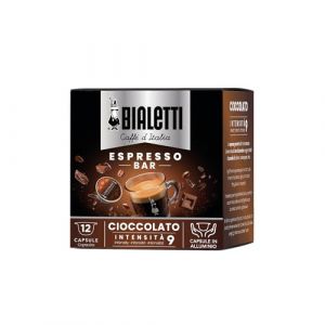 Bialetti Caffè d'Italia, boîte de 12 capsules, saveur chocolat, compatible avec les machines à système fermé, 100 % aluminium