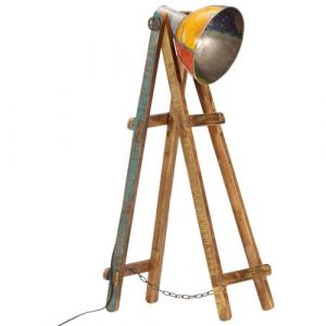 Lampadaire multicolore E27 bois massif de manguier