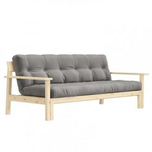 Inside75 Canapé convertible futon unwind pin naturel coloris gris couchage 130 x 190 cm. - gris