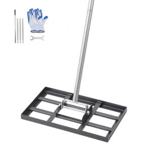 VEVOR Râteau de Nivellement de Pelouse, 431 x 254 x 2140 mm, Niveleur de Gazon, Manche 1980 mm, en Acier au Carbone Résistant à la Rouille, Outil de Nivellement pour Cour, Terrain de Golf, Jardin