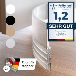 Five Dots Bande de courant d'air pour portes en silicone (autocollante) - conserve la chaleur dans la pièce et empêche les courants d'air sous la porte - coupe-courant d'air pour portes en tant que protection contre le froid