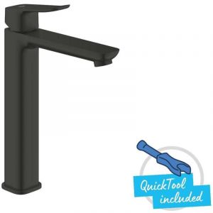 Grohe Dice Mitigeur monocommande Taille XL pour vasque &agrave; poser (Robinet pour Lavabo de Salle de bain, Facile &agrave; installer avec QuickTool inclus, Economie d'eau), Noir Mat,1018922430
