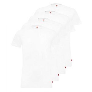 Image de Levi's Men Solid Crew 2P T- T-shirt, Blanc (White 300), Medium (Lot de 2) Homme