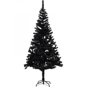 VidaXL Sapin de Noël artificiel avec support Noir 210 cm PVC