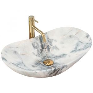 Réa LAVABO ROYAL GRANIT MAT VASQUE A POSER CERAMIQUE MODERNE 61CM x 35CM