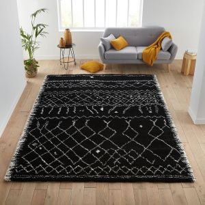 Tapis style berbère XXL Afaw Noir + Blanc Taille 240x330 cm