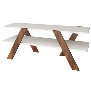 Cotecosy Meuble TV Barka - 45 x 120 x 33 cm - blanc & noyer