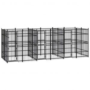 VidaXL Chenil d'extérieur pour chiens Acier 11,06 m² Noir