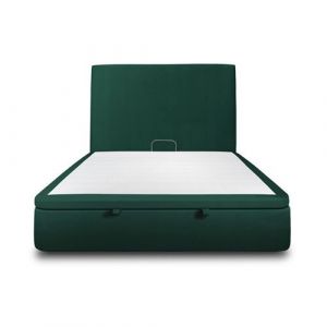 Lit coffre 180x200cm avec t&ecirc;te de lit tapissier Velours Vert - Hauteur totale : 39cm