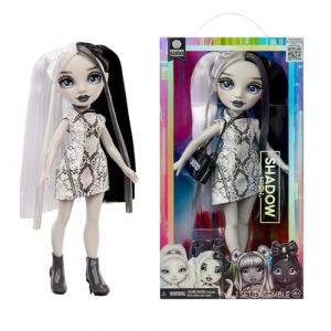 Rainbow high Shadow High Heather Grayson - Poup&eacute;e Mannequin Cama&iuml;eu de Gris 28cm, Cheveux et Tenue Noirs et Blancs, Sac &Agrave; Main &Eacute;l&eacute;gant, Cadeau Mignon pour Les Enfants de 4 &agrave; 10 Ans