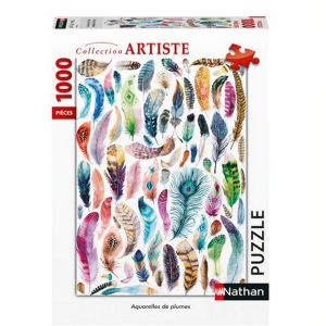 Image de Nathan Puzzle 1000 pièces : Artiste - Aquarelles de plumes - Mixte