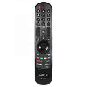 Image de Télécommande Savio RC-24 universelle noire pour Smart TV LG, commandes vocales, IR