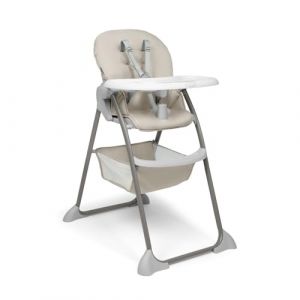 Hauck Sit N Fold – Chaise Haute Bébé Pliable dès 6 Mois jusqu’à 15 kg, Harnais 5 Points, Dossier et Tablette Réglables, Plateau avec Porte-Gobelet et Rebord, Grand Panier - Beige