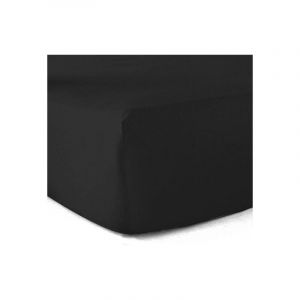 Drap-Housse 100% Coton 57 Fils Noir 120 x 190 cm - Bonnet 30 cm