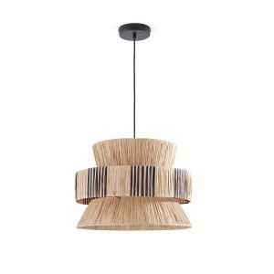 Image de Suspension triple en raphia Ø40 cm, Rafita Naturel/Noir Taille Taille Unique