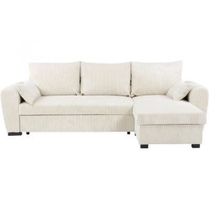 Conforteam - Canapé d'angle convertible réversible - 3 places - max - Tissu Lincoln Beige - Coffre - 240 x 143 x 85 cm