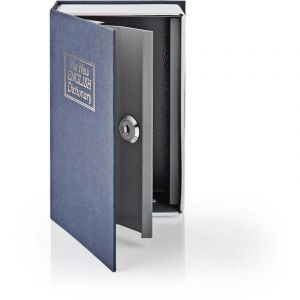 Nedis Coffre-Fort Livre Coffre-Fort Serrure &Agrave; Cl&eacute; Int&eacute;rieur Petit Volume Int&eacute;rieur: 0.86 L 2 Clefs Bleu/argent