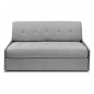 Italian Spirit Canapé lit express CENTER SUPRA 160cm métal matelas DUNLOPILLO mémoire de forme 16 cm tissu tweed luna gris clair