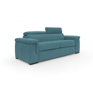 Divani.store - Giunone Canapé convertible matelas H18 cm en tissu imperméable T02 200 cm (mat.120x197) bleu ciel