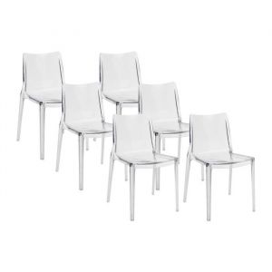 Vente-unique - Lot de 6 chaises en polycarbonate - Cristal - ranzaka