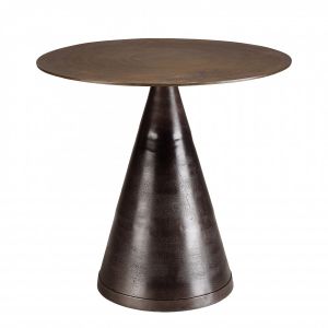 Macabane Jonas - Table ronde 80cm alu couleur laiton pied conique - Marron