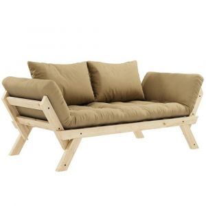 Banquette méridienne futon BEBOP pin naturel coloris beige blé couchage 75*200 cm.