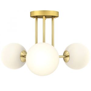 Homcom Plafonnier LED - 3 lumières avec douilles G9 abat-jour globe - métal et plastique - 42 x 42 x 265 cm - doré