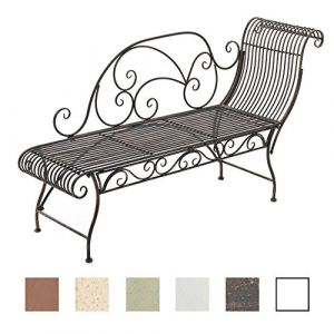 CLP Banc de Jardin Karma en Fer Forgé - Banc avec Récamière - Banquette de Jardin Style Romantique - Chaise Longue de Jardin en Fer - Couleur: Bronze