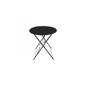 Chalet et Jardin Table ronde d'extérieur pliante Bistro en acier - Noir