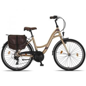 Image de Un vélo de ville pour femme de 26-28 pouces avec cadre en aluminium [26 pouces, Brun lait]