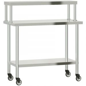 VidaXL Table de travail de cuisine avec étagère 110x55x120 cm inox