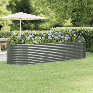 VidaXL Jardinière de jardin Acier enduit de poudre 322x100x68 cm Gris