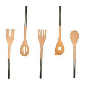 Fackelmann Ensemble de 5 couverts en bois et inox Boissellerie ref 9983450