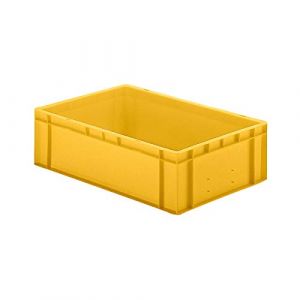 Image de Certeo Bac gerbable normes Europe à parois et fond pleins - L x l x h 600 x 400 x 175 mm - jaune, lot de 5 - bac en plastique bac gerbable bacs gerbables conteneur de stockage conteneur en plastique Bac de