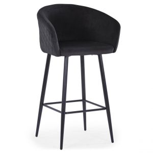 Lot de 2 chaises de bar Bobby Velours Noir