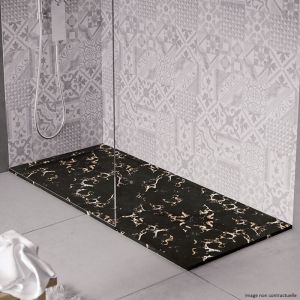 Receveur de douche en pierre naturelle extra plat à poser 70x110cm - noir marble - ORIGINE