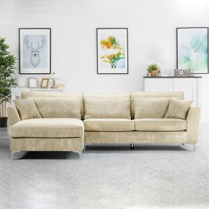 Forinvest Canapé angle gauche velours côtelé beige Isla - Beige