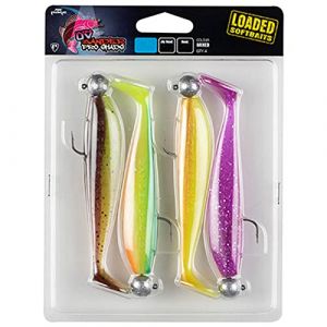 Fox Rage Zander Pro Shad Lot de 4 poissons en caoutchouc mélangés UV - Poids / longueur / crochet : 5 g - 7 cm - Taille 1/0