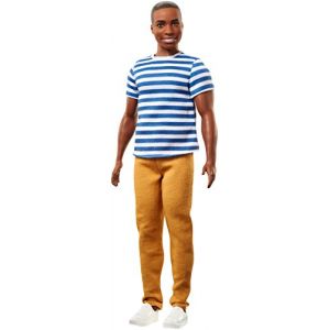 Image de Mattel Ken Fashionistas - Afro Américan Polo rayé et pantalon jaune