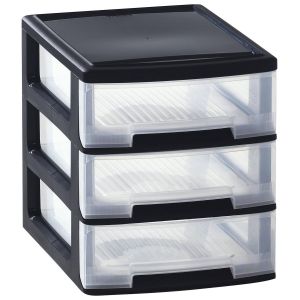 Image de Allibert 191125 Babel Basse 3 Tiroirs Format A4 3 x 5 L Polypropyl&egrave;ne Noir