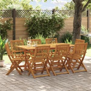 VidaXL Ensemble à manger de jardin 9 pcs bois massif d'acacia, ensemble à manger d'extérieur, meuble de salle à manger de jardin, table et chaises de jardin