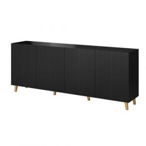 Buffet long noir 200 cm 4 portes Gustave