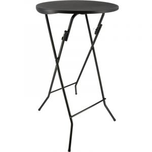 Table mange debout pliable diamètre 60cm hauteur 110cm - Table haute pliante de bar - Plateau résine Structure Acier laquée - Noir