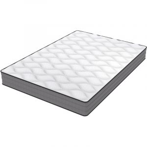 Matelas 160x200 cm H3, 7 zones, ressorts 1000/2 m&sup2;, 20 cm, mousse haute densit&eacute;, housse Lyocell blanc/gris, label OEKO-TEX