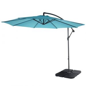 Image de Parasol déporté Semi Pro Acerra, Protection Contre Le Soleil, 3m inclinable ~ Turquoise avec Support