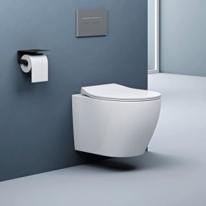 Doporro WC Suspendu Blanc Cuvette C&eacute;ramique Toilette Abattant Silencieux avec Frein de Chute Aix126