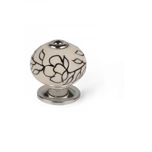 REI - Lot 4 boutons ronds pour meuble porcelaine blanc flor mod.e504 ø40mm.